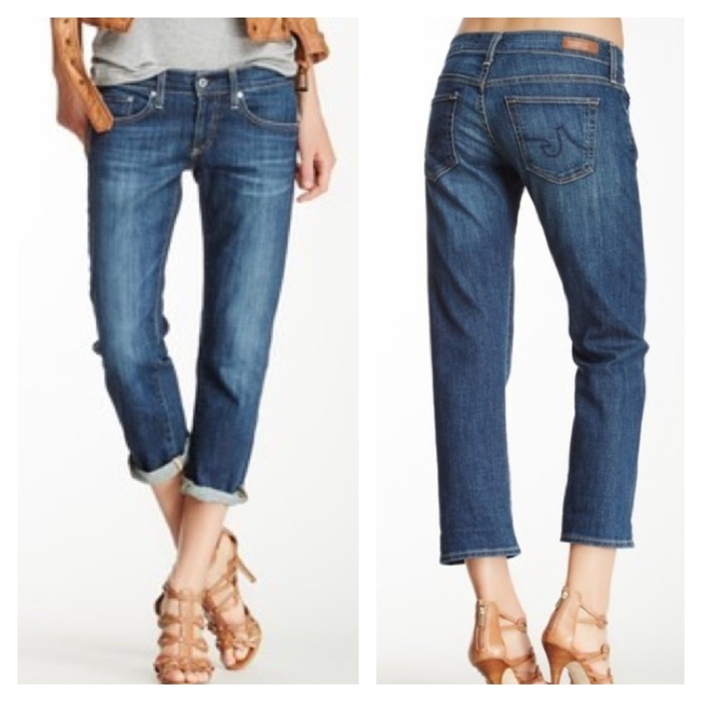 AG Adriano Goldschmied The Tomboy Crop Jeans Womens 24 Blue Relaxed Fit Straight
